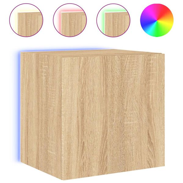 vidaXL Mueble de TV de pared con luces LED roble Sonoma 40,5x35x40 cm