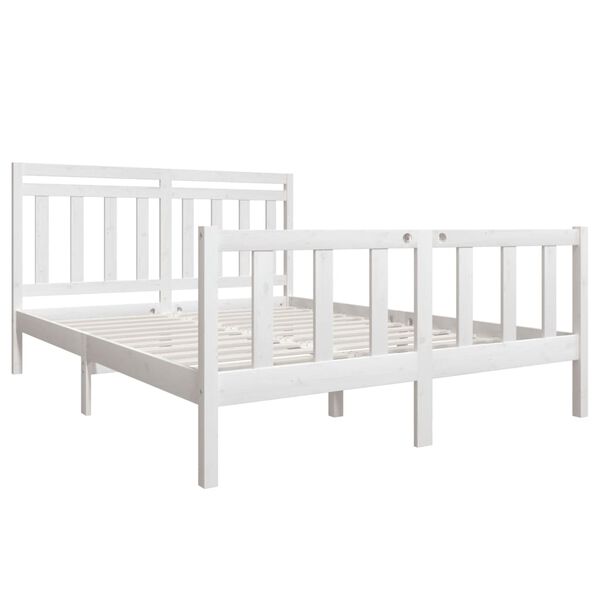 vidaXL Estructura de cama de madera maciza blanco 150x200 cm