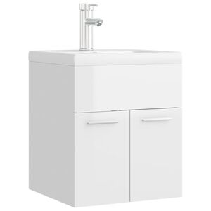 vidaXL Mueble con lavabo aglomerado blanco brillante