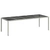 vidaXL Mesa jard&iacute;n vidrio templado rat&aacute;n sint&eacute;tico blanco 250x100x75cm