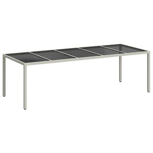 vidaXL Mesa jard&iacute;n vidrio templado rat&aacute;n sint&eacute;tico blanco 250x100x75cm