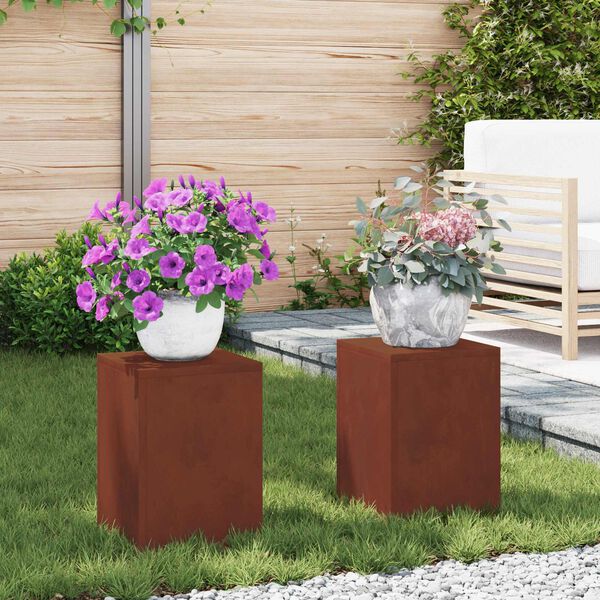 vidaXL Soporte de plantas 2 pcs Oxidado 24 x 24 x 35 cm