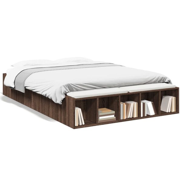 vidaXL Estructura de cama madera de ingenier&iacute;a marr&oacute;n roble 140x190 cm