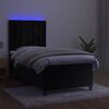 vidaXL Cama box spring colch&oacute;n y LED terciopelo negro 90x200 cm