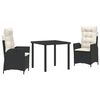 vidaXL Conjunto de Comedor de Jard&iacute;n 3 uds. Beige rat&aacute;n sint&eacute;tico