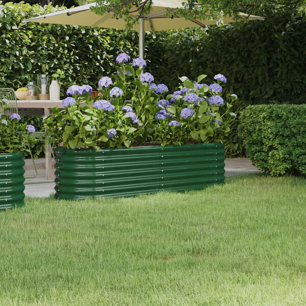 vidaXL Jardinera de acero galvanizado verde 152x40x36cm