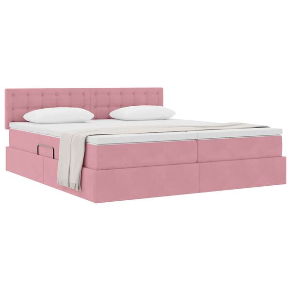 vidaXL Cama con almacenamiento con colch&oacute;n Rosa 100 x 200 cm