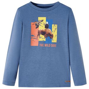vidaXL Camiseta infantil de manga larga azul m&eacute;lange 116