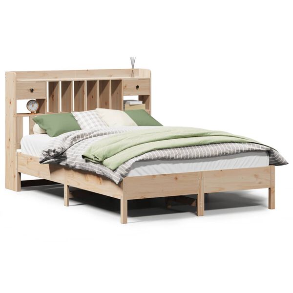 vidaXL Cama con estanter&iacute;a sin colch&oacute;n madera maciza de pino 160x200cm