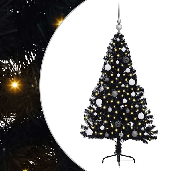 vidaXL &Aacute;rbol de Navidad Artificial Preiluminado Negro 150 cm PVC