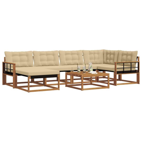 vidaXL Conjunto de sof&aacute;s de exterior con coj&iacute;n 19 pcs Natural y Beige