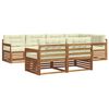 vidaXL Conjunto de sof&aacute;s de exterior con coj&iacute;n 7 pcs Natural y Crema