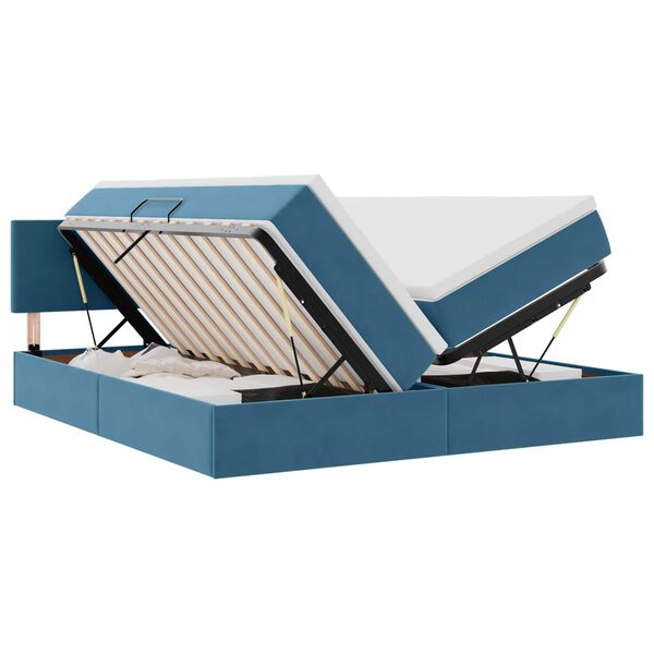 vidaXL Cama con almacenamiento con colch&oacute;n Azul Oscuro 90 x 200 cm