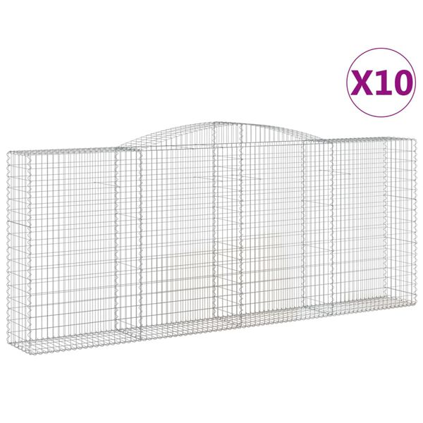 vidaXL Cestas de gaviones 10 uds forma de arco hierro 400x50x160/180cm