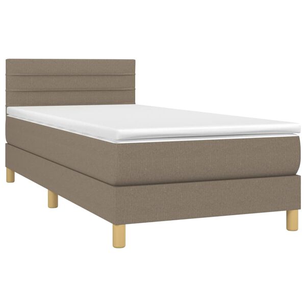 vidaXL Cama box spring con colch&oacute;n tela gris taupe 100x200 cm