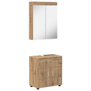 vidaXL Juego de muebles de ba&ntilde;o con estante TULUM Roble artesanal