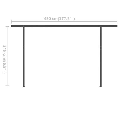 vidaXL Toldo retráctil manual con postes gris antracita 5x3 cm