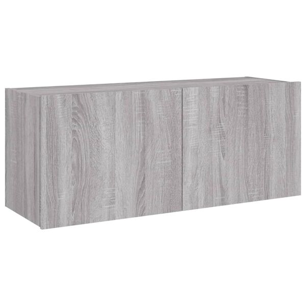 vidaXL Mueble de TV de pared con luces LED gris Sonoma 100x35x41 cm