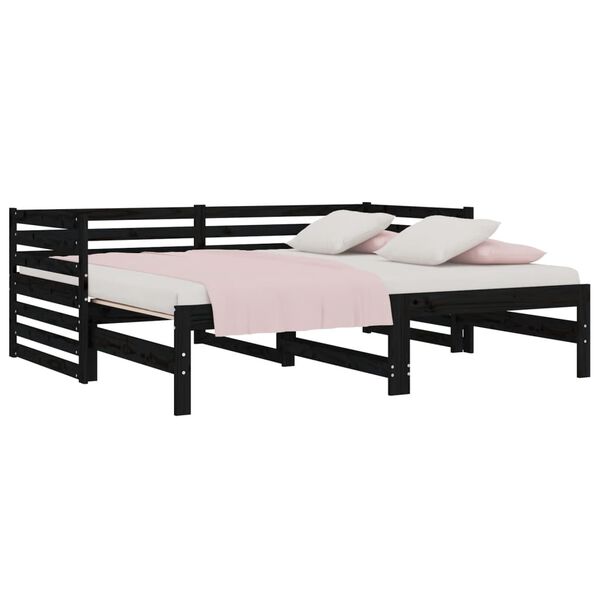 vidaXL Sofá cama extraíble sin colchón negro 2x(90x190) cm