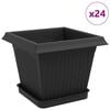 vidaXL Macetas 24 uds. Negro Pl&aacute;stico