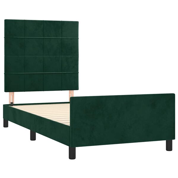 vidaXL Estructura cama sin colch&oacute;n terciopelo verde oscuro 120x200 cm