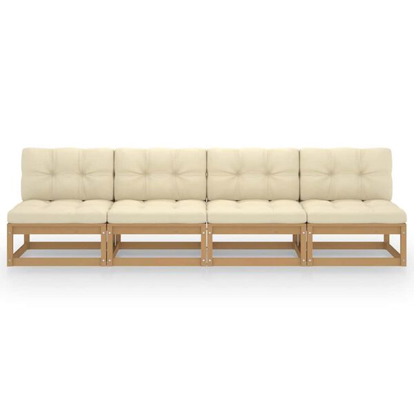 vidaXL Sofá de jardín 4 plazas con cojines madera maciza de pino