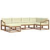 vidaXL Conjunto de sof&aacute;s de exterior con coj&iacute;n 6 pcs Natural y Crema