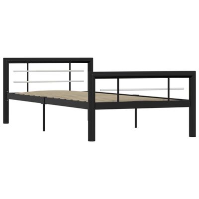 vidaXL Estructura de cama de metal negro y blanco 90x200 cm