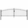 vidaXL Puerta Doble WOERDEN 400 x 174,5 cm Acero Gris Con cerradura