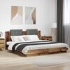 vidaXL Estructura de cama con cabecero Madera envejecida 200 x 200 cm