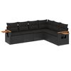vidaXL Set de sof&aacute;s de jard&iacute;n 6 piezas y cojines rat&aacute;n sint&eacute;tico negro