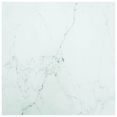 vidaXL Tablero mesa diseño mármol vidrio templado blanco 70x70 cm 6 mm