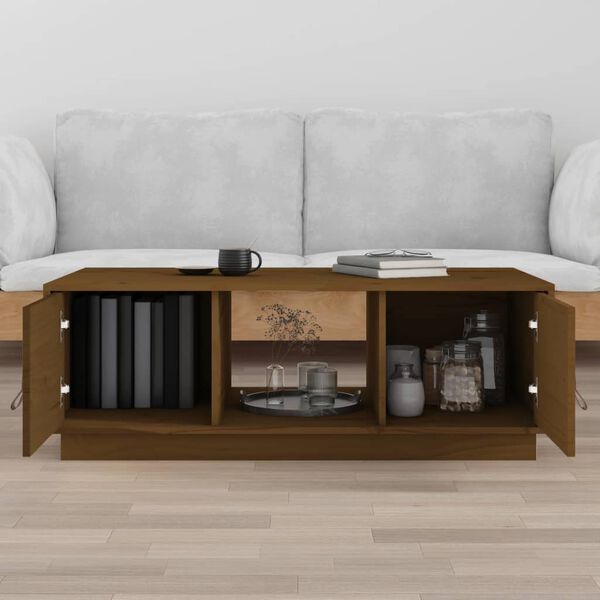 vidaXL Mesa de centro madera maciza de pino marr&oacute;n miel 100x50x35 cm