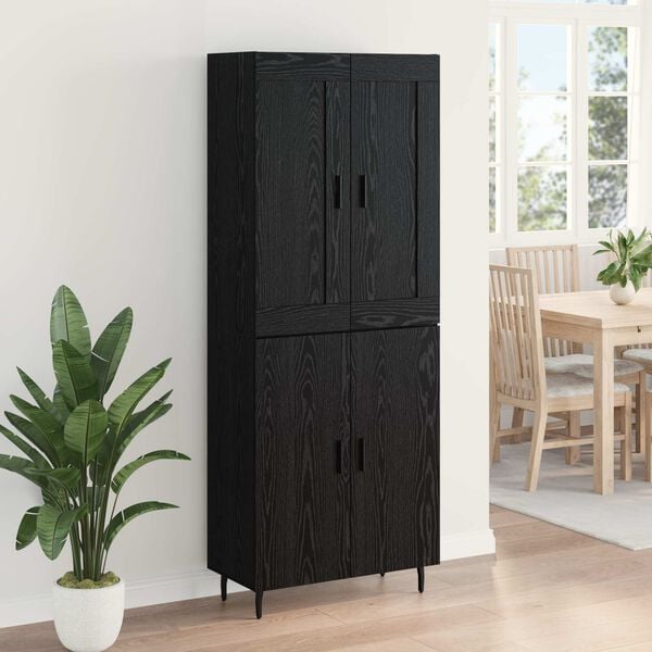 vidaXL Aparador alto 2 pcs Roble Negro Madera de ingenier&iacute;a