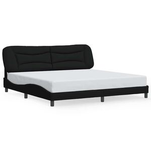 vidaXL Estructura de cama sin colch&oacute;n Hvar tela negro 200x200 cm