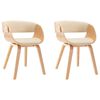 vidaXL Sillas de comedor 2 uds madera curvada y cuero sint&eacute;tico crema