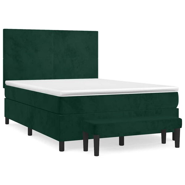 vidaXL Cama box spring con colch&oacute;n terciopelo verde oscuro 140x200 cm