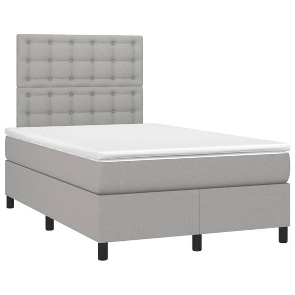 vidaXL Cama box spring con colch&oacute;n tela gris claro 120x190 cm
