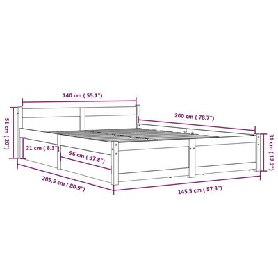 vidaXL Estructura de cama con cajones 140x200 cm