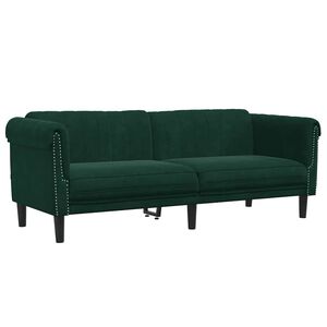 vidaXL Sof&aacute; de 3 plazas terciopelo verde oscuro