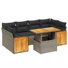 vidaXL Set de sof&aacute;s de jard&iacute;n 7 piezas con cojines rat&aacute;n PE gris