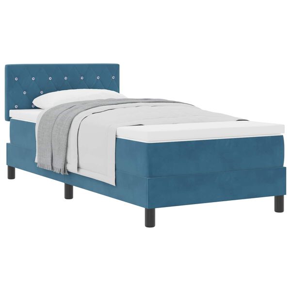 vidaXL Cama tipo Box Spring Azul Oscuro 100 x 200 cm Terciopelo