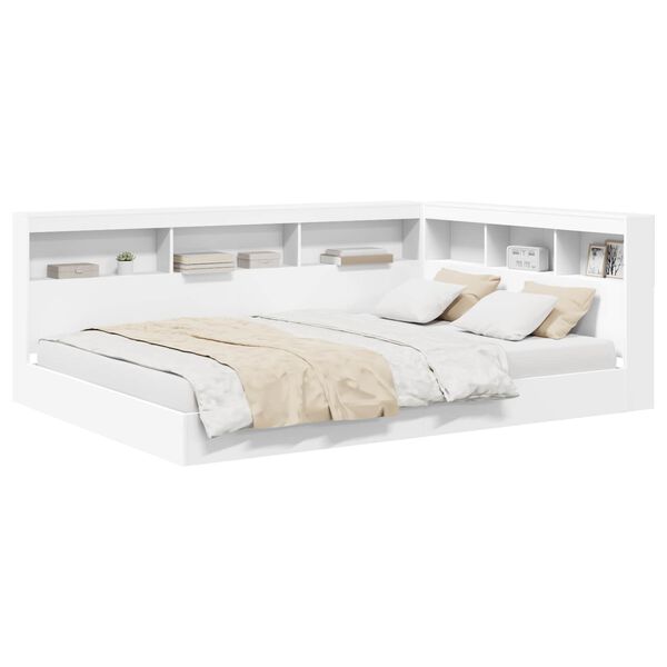 vidaXL Cama con Estanter&iacute;a Blanco 140 x 200 cm Madera contrachapada