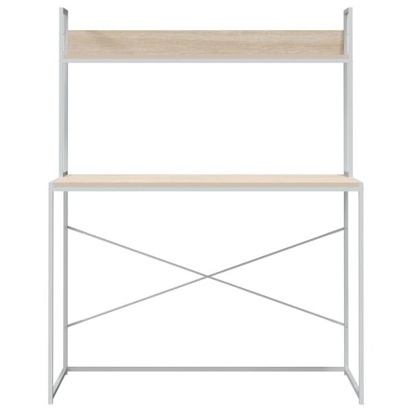 vidaXL Escritorio de ordenador madera ingenier&iacute;a blanco y roble