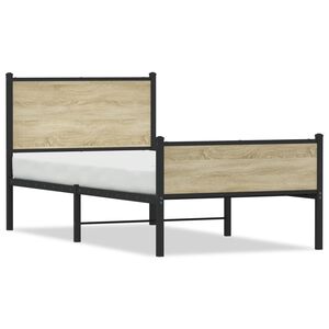 vidaXL Estructura de cama sin colch&oacute;n metal roble Sonoma 100x200 cm