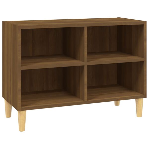 vidaXL Mueble de TV patas de madera maciza marrón roble 69,5x30x50 cm