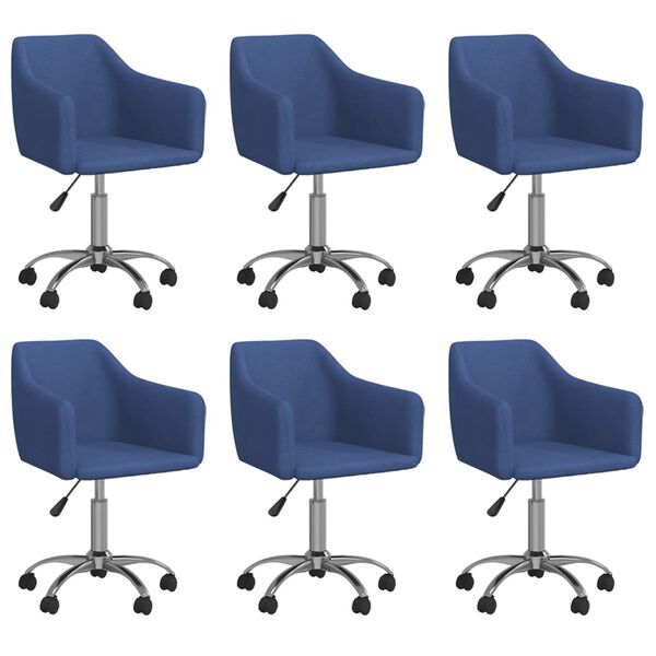 vidaXL Sillas de comedor giratorias 6 unidades tela azul