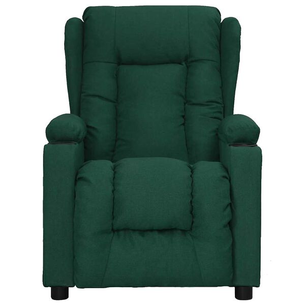 vidaXL Sill&oacute;n de masaje elevable tela verde oscuro