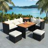 vidaXL Set muebles de jardín 7 piezas y cojines ratán sintético negro