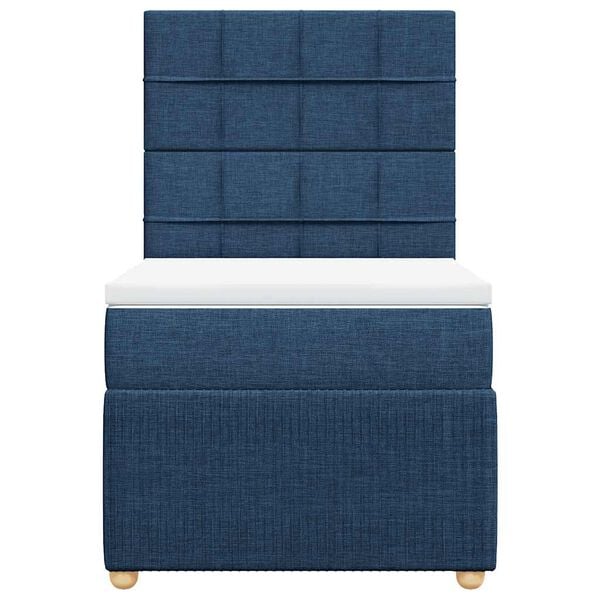 vidaXL Cama box spring con colch&oacute;n tela azul 80x200 cm